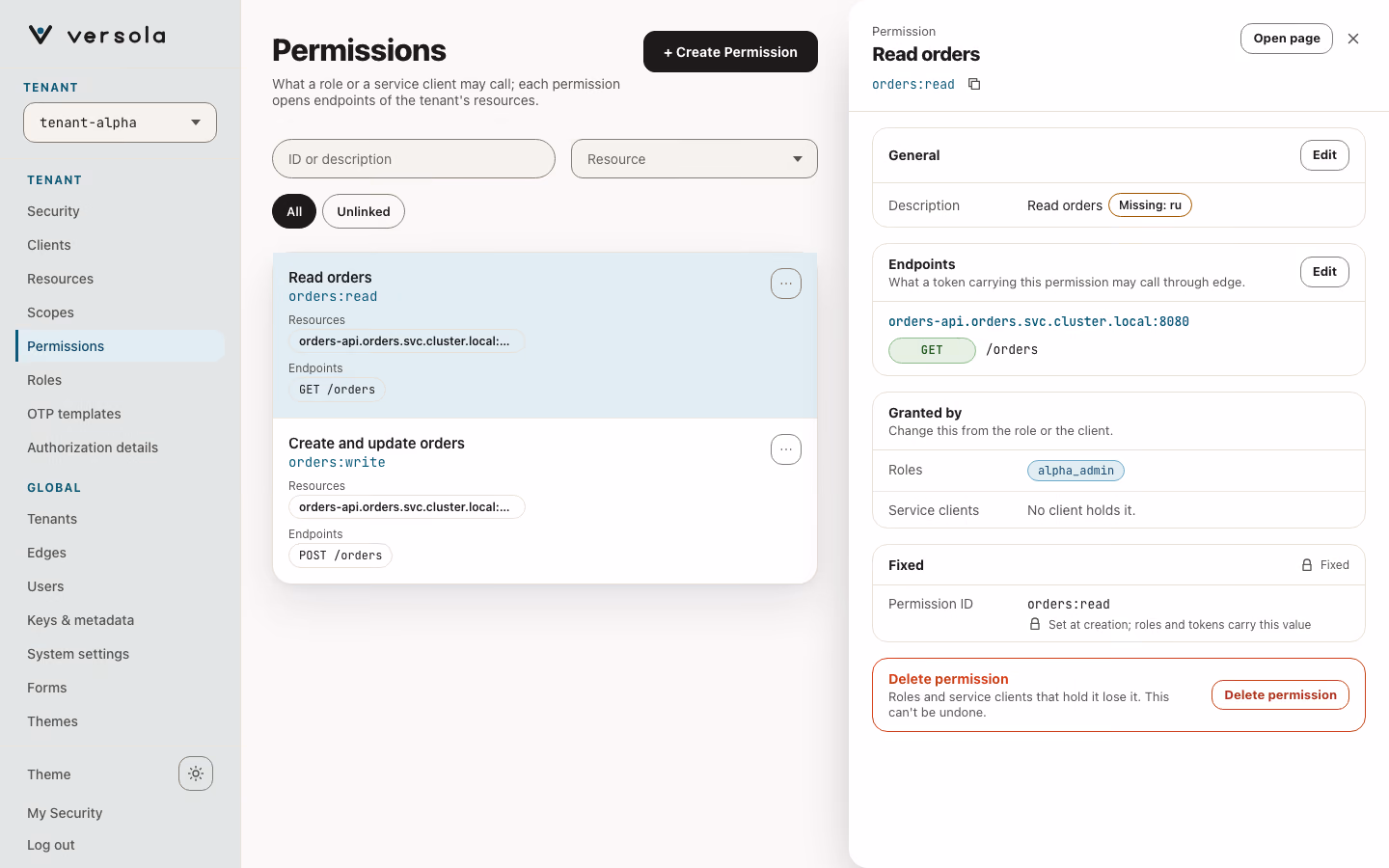 Permission expanded to show the resource endpoint it grants.